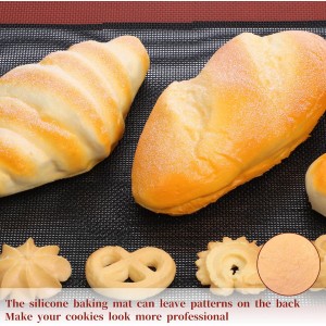 2 PCS Silicone Mat for Baking, Perforated Baking Mat Reusable Silicon Mats Oven Liners for Cookies, Bread, Pizza, Pastry Black/Red 15.7