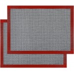 2 PCS Silicone Mat for Baking, Perforated Baking Mat Reusable Silicon Mats Oven Liners for Cookies, Bread, Pizza, Pastry Black/Red 15.7