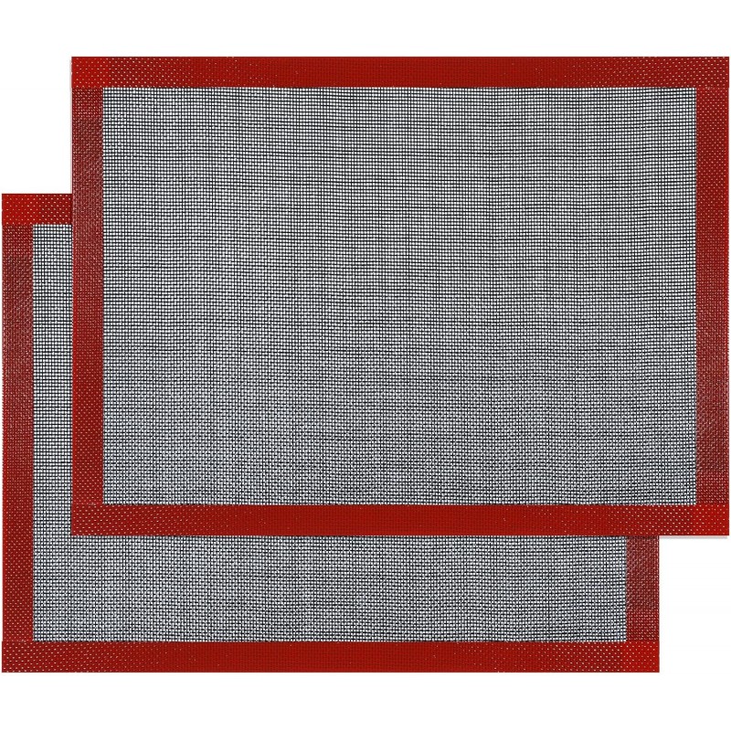 2 PCS Silicone Mat for Baking, Perforated Baking Mat Reusable Silicon Mats Oven Liners for Cookies, Bread, Pizza, Pastry Black/Red 15.7