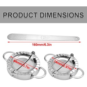 Stainless Steel Dumpling Maker Kit With Stuffing Spoon, Includes 2Pcs Small Dumpling Molds and 2 Large Ravioli Maker Press, Easy-tool for Dumpling Pastry Pie Making