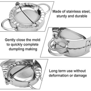 Stainless Steel Dumpling Maker Kit With Stuffing Spoon, Includes 2Pcs Small Dumpling Molds and 2 Large Ravioli Maker Press, Easy-tool for Dumpling Pastry Pie Making