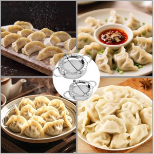 Stainless Steel Dumpling Maker Kit With Stuffing Spoon, Includes 2Pcs Small Dumpling Molds and 2 Large Ravioli Maker Press, Easy-tool for Dumpling Pastry Pie Making
