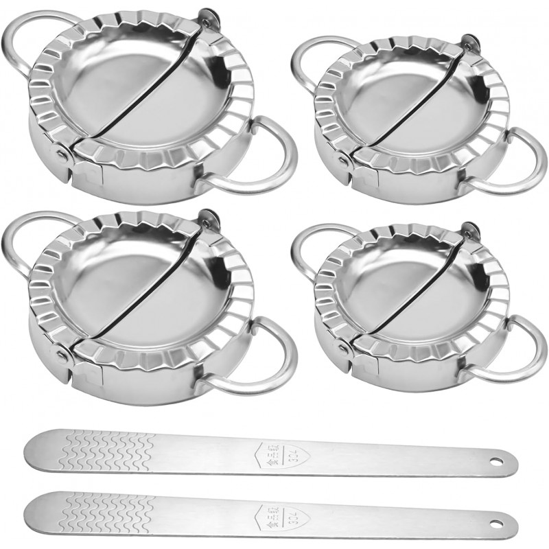 Stainless Steel Dumpling Maker Kit With Stuffing Spoon, Includes 2Pcs Small Dumpling Molds and 2 Large Ravioli Maker Press, Easy-tool for Dumpling Pastry Pie Making