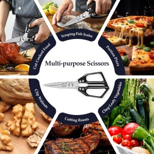 XINZUO Sharp Kitchen Scissors with Black Handle,110 Layers Damascus Steel Multipurpose Heavy Duty Kitchen Shears for Poultry/Vegetables/Fish/Nuts