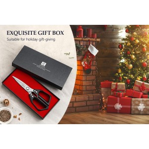 XINZUO Sharp Kitchen Scissors with Black Handle,110 Layers Damascus Steel Multipurpose Heavy Duty Kitchen Shears for Poultry/Vegetables/Fish/Nuts