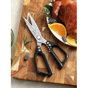 XINZUO Sharp Kitchen Scissors with Black Handle,110 Layers Damascus Steel Multipurpose Heavy Duty Kitchen Shears for Poultry/Vegetables/Fish/Nuts