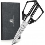 XINZUO Sharp Kitchen Scissors with Black Handle,110 Layers Damascus Steel Multipurpose Heavy Duty Kitchen Shears for Poultry/Vegetables/Fish/Nuts
