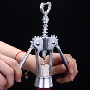 Multifunction Zinc Alloy Wine Opener Corkscrew, Cork Puller Remover, Non Slip Ergonomic Wing Handle for Beer and Wine Bottles, Bar Tool for Home Party Wedding