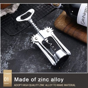 Multifunction Zinc Alloy Wine Opener Corkscrew, Cork Puller Remover, Non Slip Ergonomic Wing Handle for Beer and Wine Bottles, Bar Tool for Home Party Wedding