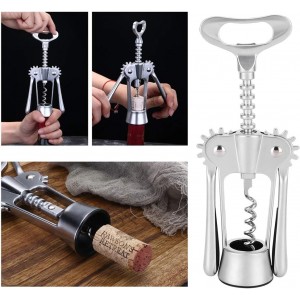 Multifunction Zinc Alloy Wine Opener Corkscrew, Cork Puller Remover, Non Slip Ergonomic Wing Handle for Beer and Wine Bottles, Bar Tool for Home Party Wedding