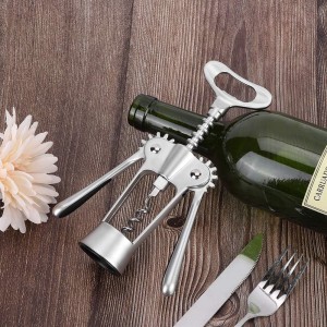 Multifunction Zinc Alloy Wine Opener Corkscrew, Cork Puller Remover, Non Slip Ergonomic Wing Handle for Beer and Wine Bottles, Bar Tool for Home Party Wedding