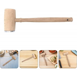 Double-sided Meat Tenderizer Mallet with Wood Handle Aluminum Alloy Beech Construction Textured and Smooth Sides for Tenderizing and Flattening Beef Chicken Pork Versatile Kitchen