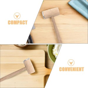 Double-sided Meat Tenderizer Mallet with Wood Handle Aluminum Alloy Beech Construction Textured and Smooth Sides for Tenderizing and Flattening Beef Chicken Pork Versatile Kitchen