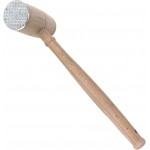 Double-sided Meat Tenderizer Mallet with Wood Handle Aluminum Alloy Beech Construction Textured and Smooth Sides for Tenderizing and Flattening Beef Chicken Pork Versatile Kitchen