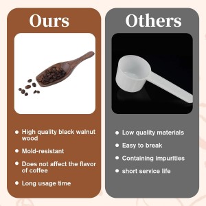 Wooden Coffee Scoop, Black Walnut Coffee Wooden Scoop 1 Tablespoon/15ml Small Measuring Spoon Multi-Purpose Kitchen Scooping Tool Home Kitchen Accessories for Ground Coffees, Tea, Sugar, Bath Salt