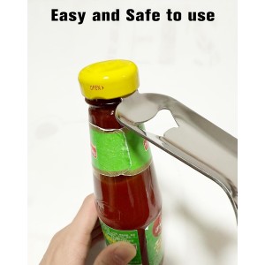 Stainless Steel Mason Jar Opener - No Lid Dents or Damage, Easy Twist Handheld Tool for Canning, Bottles & Various Jar Lids (1)