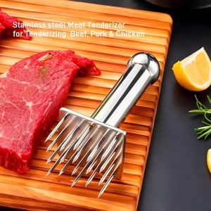 Stainless Steel Meat Tenderizer Tool with 18 Needles - No Spring Design, Dishwasher Safe for Steak, Chicken, Pork, and Beef