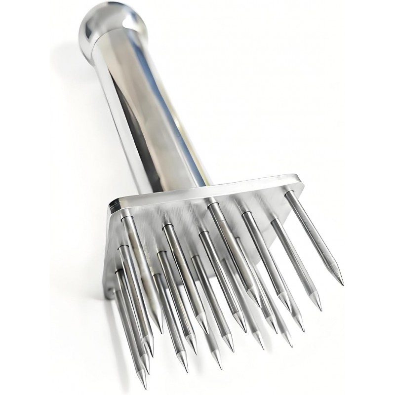 Stainless Steel Meat Tenderizer Tool with 18 Needles - No Spring Design, Dishwasher Safe for Steak, Chicken, Pork, and Beef