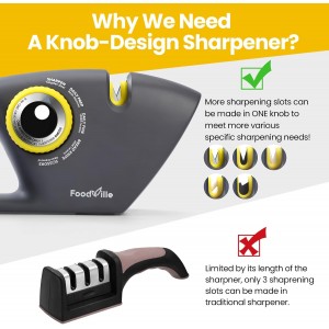 5 in 1 Knife Sharpener with 5 Stages including Tungsten, Diamond, Ceramic for Scissors and All Kinds of Kitchen Knives with Straight and Serrated Blades