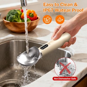 Heated Ice Cream Scoop - 3-Speed Electric Warming Scooper, Rechargeable USB-C Fast Charge with LED Display, IP67 Waterproof Head for Hard Ice Cream/Gelato, Easy to Clean