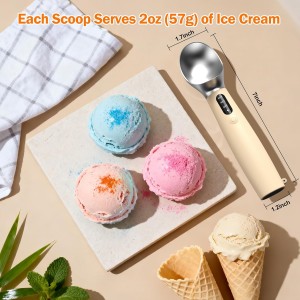 Heated Ice Cream Scoop - 3-Speed Electric Warming Scooper, Rechargeable USB-C Fast Charge with LED Display, IP67 Waterproof Head for Hard Ice Cream/Gelato, Easy to Clean