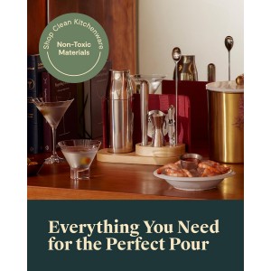 Caraway 9-Piece Complete Bar Set - Cocktail Shaker, Jigger, Muddler, Wine Key, Strainer, Bar Spoon, Storage Organizer, Magnetic Backer - Bartender Accessories - Tools for Home Bartending - Gray