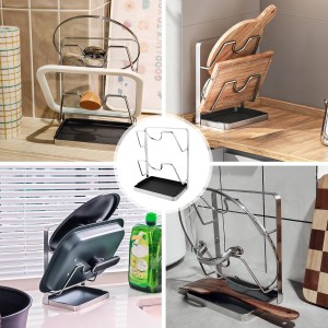 304 Stainless Steel Pot Lid Holder Spoon Rest,2 Tier Multifunctional Lid Organizer Rack with Detachable Drip Tray for Stove Top, Countertop Cabinet Storage While Cooking