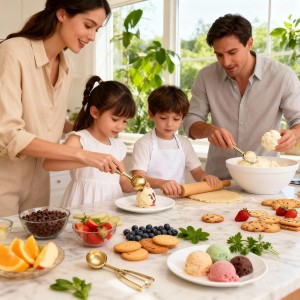 Gold Ice cream spoon,3Pcs Cookie Scoop Set,Stainless steel ice cream scoop with trigger release,Tablespoons,dough scoop,3 Sizes (S/M/L)