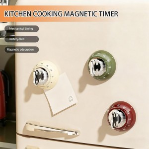 Retro Mechanical Kitchen Timer,60-Minute Countdown with Magnetic Back, Wind-Up Design, Loud Alarm for Cooking, Home Use（White and Plastic Material）