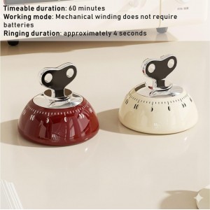 Retro Mechanical Kitchen Timer,60-Minute Countdown with Magnetic Back, Wind-Up Design, Loud Alarm for Cooking, Home Use（White and Plastic Material）