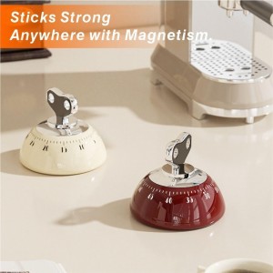 Retro Mechanical Kitchen Timer,60-Minute Countdown with Magnetic Back, Wind-Up Design, Loud Alarm for Cooking, Home Use（White and Plastic Material）