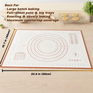 Silicone Baking Mat, Full Sheet Non-Stick Pastry & Dough Mat with Measurement Guides, Silicone Mat & Baking Essentials, 15