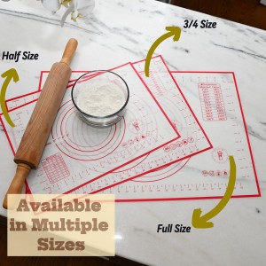 Silicone Baking Mat, Full Sheet Non-Stick Pastry & Dough Mat with Measurement Guides, Silicone Mat & Baking Essentials, 15