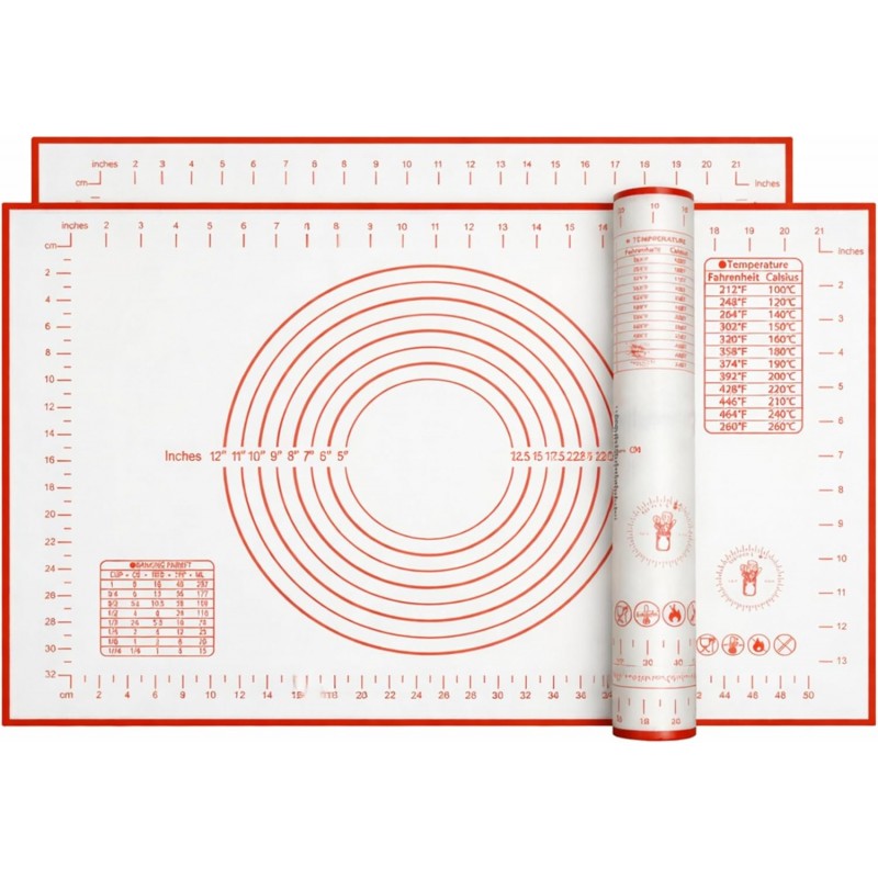 Silicone Baking Mat, Full Sheet Non-Stick Pastry & Dough Mat with Measurement Guides, Silicone Mat & Baking Essentials, 15