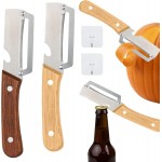 2 Pcs Multi-Functional Vegetable Peeler for Kitchen, Features Solid Wood Handles, Stainless Steel Blade, with Bottle Opener, Kitchen Peeling Tool for Fruits Potatoes Apples Carrots Zucchini