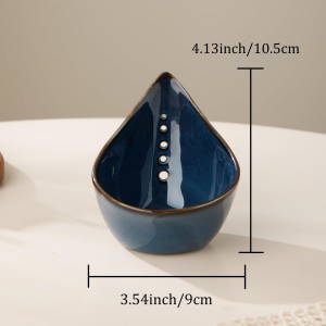 Herb Stripper Bowl, Ceramic Herb Peeling Bowl, Kitchen Herbs Leaf Stripping Tool, Pottery Herb Peeler for Kale, Thyme, Basil, Rosemary Stripper (Blue)