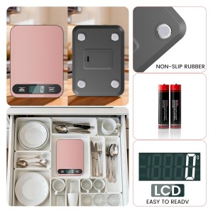 Premium Digital Kitchen Scale, Precision Accurate to 1g, Stainless Steel with LCD Display, 6 Units with Tare Function，Pink - Perfect for Baking, Cooking, and Coffee