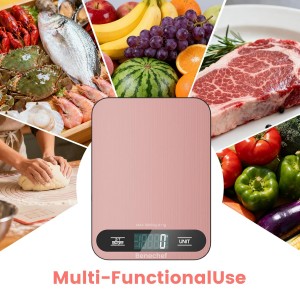 Premium Digital Kitchen Scale, Precision Accurate to 1g, Stainless Steel with LCD Display, 6 Units with Tare Function，Pink - Perfect for Baking, Cooking, and Coffee