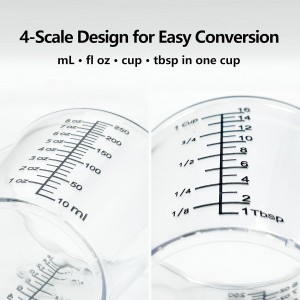 Laser-Etched Measuring Cup Set, 8 oz & 16 oz Clear Plastic Liquid Measuring Cups, Permanent oz/cup/Tbsp/mL Markings, Food-Grade for Baking & Cooking