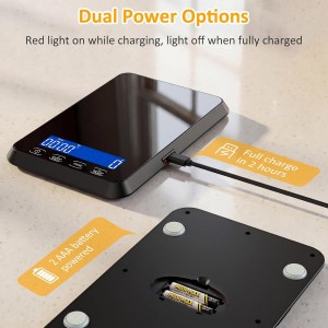 Food Scale, 33 lb / 0.1 oz High Precision Kitchen Scale for Sourdough Bread, Built-in 7 Units, Timing & Tare Function, Rechargeable Digital Kitchen Scale for Food, Baking, Cooking