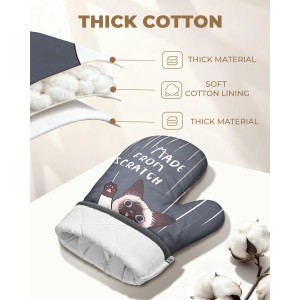 Slohif Funny Oven Mitt Heat Resistant for Women - 2 Pack Cat Cute Novelty Cool Kitchen Oven Mittens with 100% Cotton for Baking and Cooking Accessories