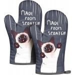 Slohif Funny Oven Mitt Heat Resistant for Women - 2 Pack Cat Cute Novelty Cool Kitchen Oven Mittens with 100% Cotton for Baking and Cooking Accessories