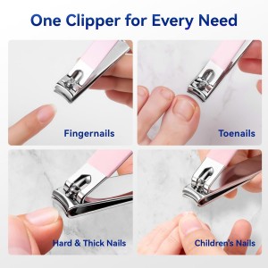 Makartt Nail Clippers - Sharp Nail Cutters, Fingernail & Toenail Clippers for Thick Nails, Curve Edge Portable Nail Clipper Set for Men & Women, Stainless Steel (Pink 2pcs)