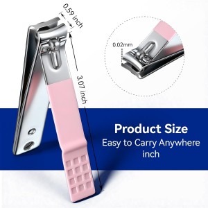 Makartt Nail Clippers - Sharp Nail Cutters, Fingernail & Toenail Clippers for Thick Nails, Curve Edge Portable Nail Clipper Set for Men & Women, Stainless Steel (Pink 2pcs)