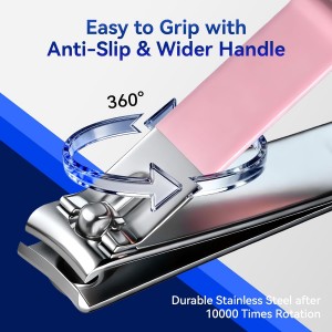 Makartt Nail Clippers - Sharp Nail Cutters, Fingernail & Toenail Clippers for Thick Nails, Curve Edge Portable Nail Clipper Set for Men & Women, Stainless Steel (Pink 2pcs)