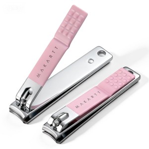 Makartt Nail Clippers - Sharp Nail Cutters, Fingernail & Toenail Clippers for Thick Nails, Curve Edge Portable Nail Clipper Set for Men & Women, Stainless Steel (Pink 2pcs)