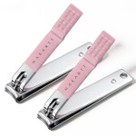 Makartt Nail Clippers - Sharp Nail Cutters, Fingernail & Toenail Clippers for Thick Nails, Curve Edge Portable Nail Clipper Set for Men & Women, Stainless Steel (Pink 2pcs)