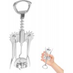 Stainless Steel Wine Opener with Wing Corkscrew One Manual Bottle Opener for Wine and Beer Multi-purpose Tool for Home Kitchen and Party Use Easy and Effortless Uncorking