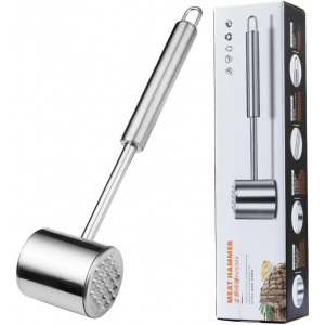 Gourmet Multi Sided Meat Tenderizer, 304 Stainless Steel, Moderate weight, Suitable for pounding various kinds of meat, Shellfish, ect, Hang Hole for Easy Storage,Easy to wash