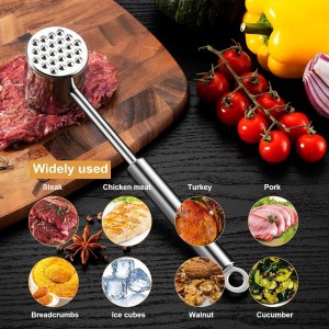 Gourmet Multi Sided Meat Tenderizer, 304 Stainless Steel, Moderate weight, Suitable for pounding various kinds of meat, Shellfish, ect, Hang Hole for Easy Storage,Easy to wash